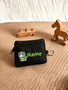 1 Peça Mini Carteira de Moedas Personalizada Volta às Aulas, Estampa Casual Fofa com Tema de Dinossauro, Fechamento com Zíper, Material de Nylon, Design Portátil com Alça para Pendurar, Adequada para Esportes ao Ar Livre, Escola, Deslocamento, Viagens Diárias. Presente de Aniversário. - Multicolorido - Visão 10