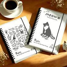 A5,120pages,Cute Cat DoodlesNotebook, Pp Transparent Loose-Leaf Notebook,Spiral Bound Diary,Removable Loose-Leaf Pager,Planner,Travel Journal,Leaning,Stationery,Business,Office,Back To School,Gift School Supplies - A5 - View 11