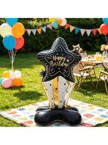 2 buah Balon Berdiri Berbentuk Kotak Kado Ulang Tahun Ukuran 90cm, Desain Warna Hitam dan Emas, Sempurna untuk Ulang Tahun, Tahun Baru, Hari Jadi, Pesta Pernikahan, dan Dekorasi Latar Belakang Liburan, Balon Dekoratif Bertema Ulang Tahun - Kotak hadiah ulang tahun - View 8
