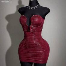 Yunuo Menswear  Vestido ajustado sin mangas con decoración metálica y escote abierto para mujeres - Albaricoque - Ver 9