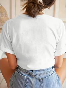 Women's Short-Sleeved T-Shirt, Casual Summer Short-Sleeved T-Shirt, Black T-Shirt With White Sneakers, Ideal For Everyday Wear And Outings. - 白色 - 查看 2