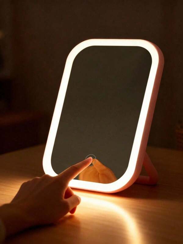 Espejo de maquillaje LED, Espejo de maquillaje de escritorio iluminado, Espejo de maquillaje con 3 modos de iluminación, Espejo pequeño, Espejo de maquillaje iluminado recargable por USB, Espejo de maquillaje de viaje, Espejo de maquillaje portátil, Adecuado para dormitorio de estudiante, oficina, escritorio, mejor regalo, cumpleaños, graduación, decoración del hogar, vuelta a la escuela, decoración de la habitación, útiles escolares, Espejo de maquillaje de escritorio multifuncional adecuado como regalo de Navidad para familiares y amigos