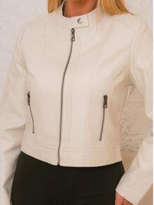 Women's Jacket Look Suede | Faux Leather Style | Lightweight And Stylish - Dark Green - View 5