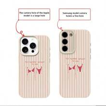 1pc TPU Material Summer Playful Pink & White Striped Slogan Pattern Phone Case Compatible With IPhone 17 Pro Max/17/16 Pro Max/15/13/12/11/ S20 FE/A15/S24/A55/ Note 11/Note 12/Note 13 Pro Full Coverage Shockproof Soft Protective Cover - White - View 8
