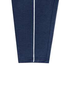 Women's Casual Navy Blue 2 Pieces Set, Round Neck Long Sleeve Top With Leggings, Slightly Stretchy Fabric, Perfect Choice For Autumn - Navy Blue - View 3