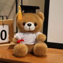 18CM Graduation Gift Doctor Bear Plush Toy Cute Stuffed Doll Soft Cartoon Pillow Stuffed Dolls for Graduates - A2 - Ver 3