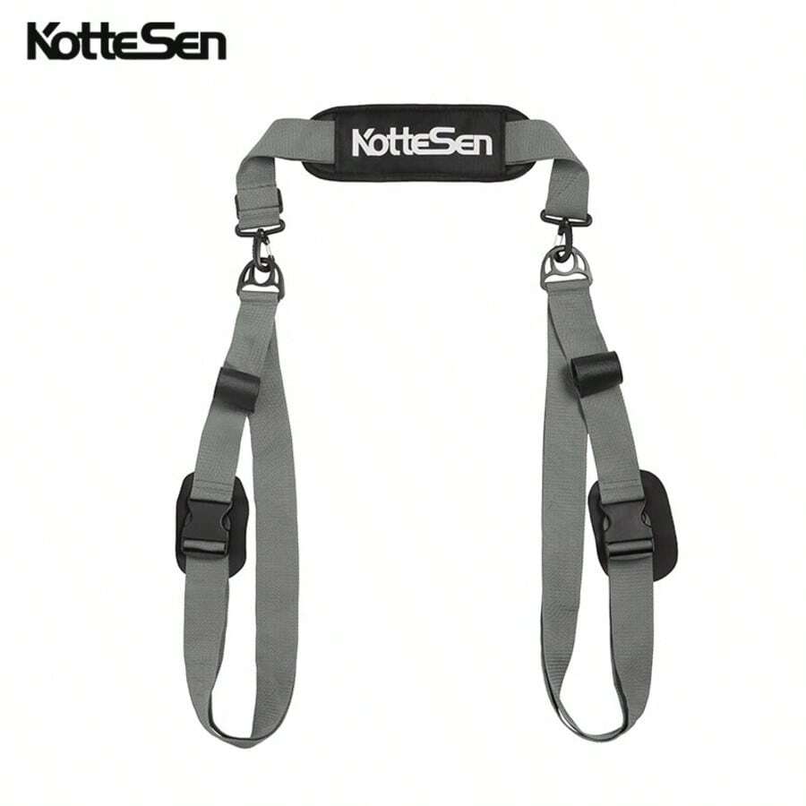 KotteSen 可調節衝浪板槳板肩帶，便攜式 SUP 板攜帶帶，加厚緩衝墊，可調節長度，省力不磨皮膚，快速釋放衝浪板肩帶，槳板攜帶帶，戶外便攜槳板獨木舟通用肩帶 - 淺灰色 - 查看 1
