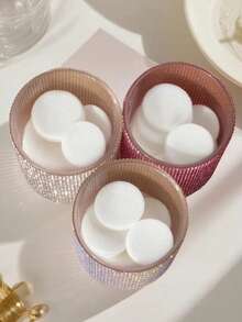 1 pieza Organizador de maquillaje transparente con strass 2 en 1, caja redonda de 2 capas con 2 compartimentos y tapa. Para tocador & baño, sostiene brochas, lápices labiales & herramientas de belleza, decoración del hogar. - Multicolor - Ver 6