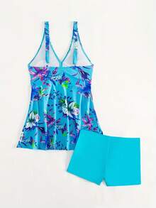 New 2026 Model: Women's Tankini Set, New Style Tropical Print Skirt, Sexy Fashion Cross Strap Tankini Swimsuit - Rainbow Of Shades - View 5