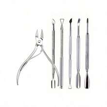 Kit de Ferramentas de Manicure Profissional em Aço Inoxidável com Cortador de Unhas, Tesoura, Alicate, Empurrador e Removedor de Cutículas Multifuncional para Cuidados com as Unhas - Prata - Visão 1
