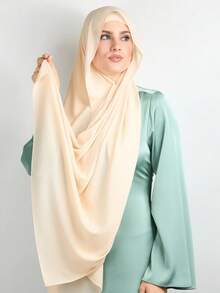 2pcs/Set Hijab Caps & Light Chiffon Scarf, Daily Wear For Women Abaya Accessories Veiled Clothes - Beige - View 2