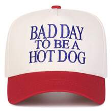 1頂女款 BAD DAY TO BE A HOTDOG 卡車司機帽，個性化字母刺繡棒球帽，街頭時尚五片式帽子，戶外防曬休閒帽，適合春秋旅行與海邊度假 - 彩色 - 查看 10