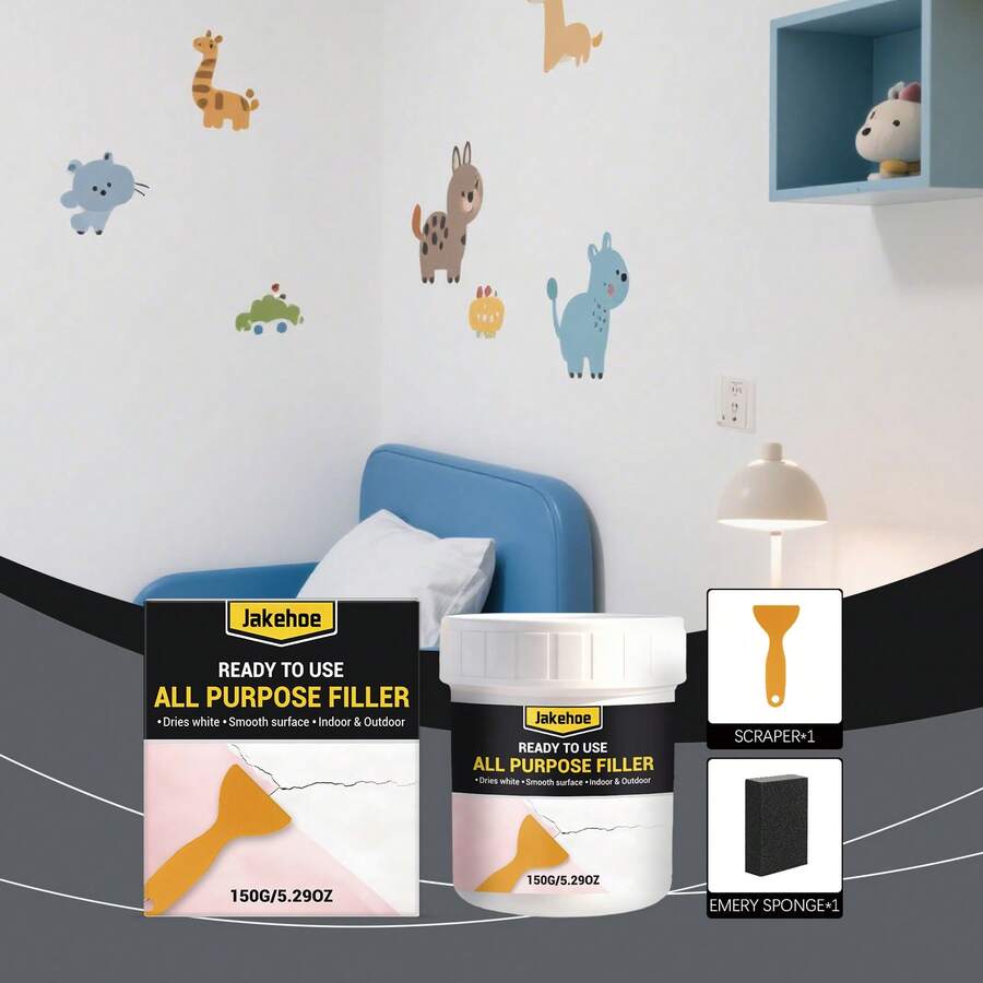 Kit de pâte de réparation murale 150g avec grattoir & éponge - Enduit de rebouchage polyvalent pour intérieur & extérieur