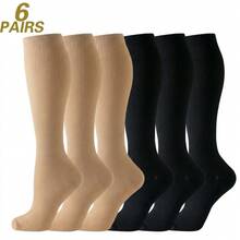 1/3/4/6/8 Pairs Black Beige White Blue Grey Sports Running Cycling Compression Socks, Unisex Circulation Running Nurse Socks - Multicolor - View 66