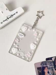 1pc Transparent Glitter Card Holder For 3-Inch Photo Card Storage And Display, Student , Fan Card, Bus Card, Backpack Anti-Loss Pendant - A - View 13