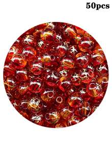 50 piezas de cuentas de 8 mm transparentes con línea dorada cepillada de doble color, accesorios sueltos para hacer joyas DIY, llaveros y cadenas de teléfono - Cuentas de hilo de oro cepillado - Ver 8