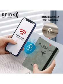 1pc RFID Passport Holder, Slim Passport Wallet, PU Leather Material, Multi-Functional Wallet, Passport Bag, Suitable For Travel, Business Trips - Multicolor - View 5