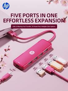 Estación de acoplamiento 4 en 1 HP, DHC-CT100D, USB-A 2.0, 1 a 4, USB2.0*4, Tipo-C*1, transferencia de archivos eficiente, estación de acoplamiento multifunción portátil, plug and play, múltiples colores disponibles, verde fresco y rojo encantador, adecuado para regalos y uso de oficina. - Ver 14
