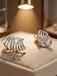 1 Pair Fashion Multi-Layer Intertwined Exquisite Stud Earrings, Light Luxury Elegant Ear Jewelry, Versatile For Workplace Commute - Earrings - View 2