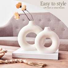 1pc White Ceramic Vase - Modern Minimalist Home Decor Farmhouse Style Table Centerpiece, Suitable For Living Room, Dining Room, Wedding Centerpiece, Vase, White Vase, Ceramic Vase, Home Fragrance, Father's Day Gift, July 4th Decor - Multicolor - View 10