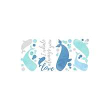 RMK3609SCS I Whale Love You - Calcomanas de pared gigantes de 9x 17.5 pulgadas - Azul / Patchwork - Ver 2