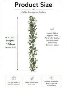 1pc Artificial Eucalyptus Branch Vine, White Flowers, Silver Leaf Eucalyptus Branch Vine With Baby's Breath, Artificial Greenery Vine, Suitable For Wedding, Party, Fireplace Mantel, Table Runner, Home Decor, Office Decor, Summer Decor - Green Extended Version - View 2