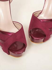 Women's High Heel Asymmetric Heel Platform Elegant Fashion Versatile Party Event Pumps - Red - View 8