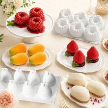 1pc Silicone Mango/Raspberry/Strawberry Cake Mold, Reusable Baking Mold, Suitable For DIY Mousse, Chocolate, Chiffon, Cheese, Ice Cream, Jelly, Pudding, Easy Release, Perfect For Easter, Christmas, Valentine's Day, Graduation, Birthday Party - Multicolor - View 1