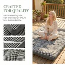 1pc Solid Color Soft & Comfortable Mattress Pad, Japanese-Style Floor Mattress, Hotel Quality, Elastic Corner Straps, Thick & Fluffy, Single/Double/Queen/King Size, Suitable For All Seasons, Breathable Tatami Mat, Foldable & Rollable Sleeping Pad, Suitable For Camping, Dorm, Guest Room, Easy To Clean, Large Mattress - Grey - View 6