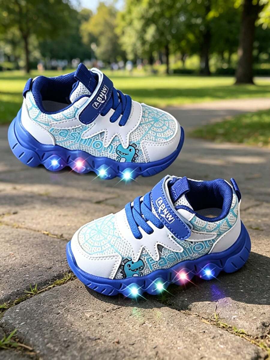 Light-Up Sports Sneakers Casual Versatile Leather Running Shoes For Girls - Blue - View 1