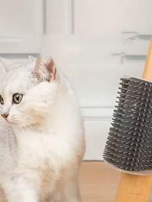 1pc Pet Corner Grooming Brush, Pet Grooming Brush, Self-Care Corner Brush, Indoor Pet Massage Tool, Ergonomic Pet Comb, Space-Saving Pet Grooming Tool, Suitable For Dehairing And Grooming - Multicolor - View 2