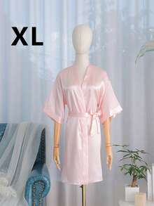 Customized Satin Bridal Robe, Half Sleeve Design, Customized Bridesmaid Bridal Robe, Personalized Satin Robe, Customized Bridal Robe, Bridesmaid Getting Ready Robe, Wedding Party Robe, Lace Trim Robe, Customized Name Robe, Bridal Robe Gift, Getting Ready Robe, Forever Love - Multicolor - View 20