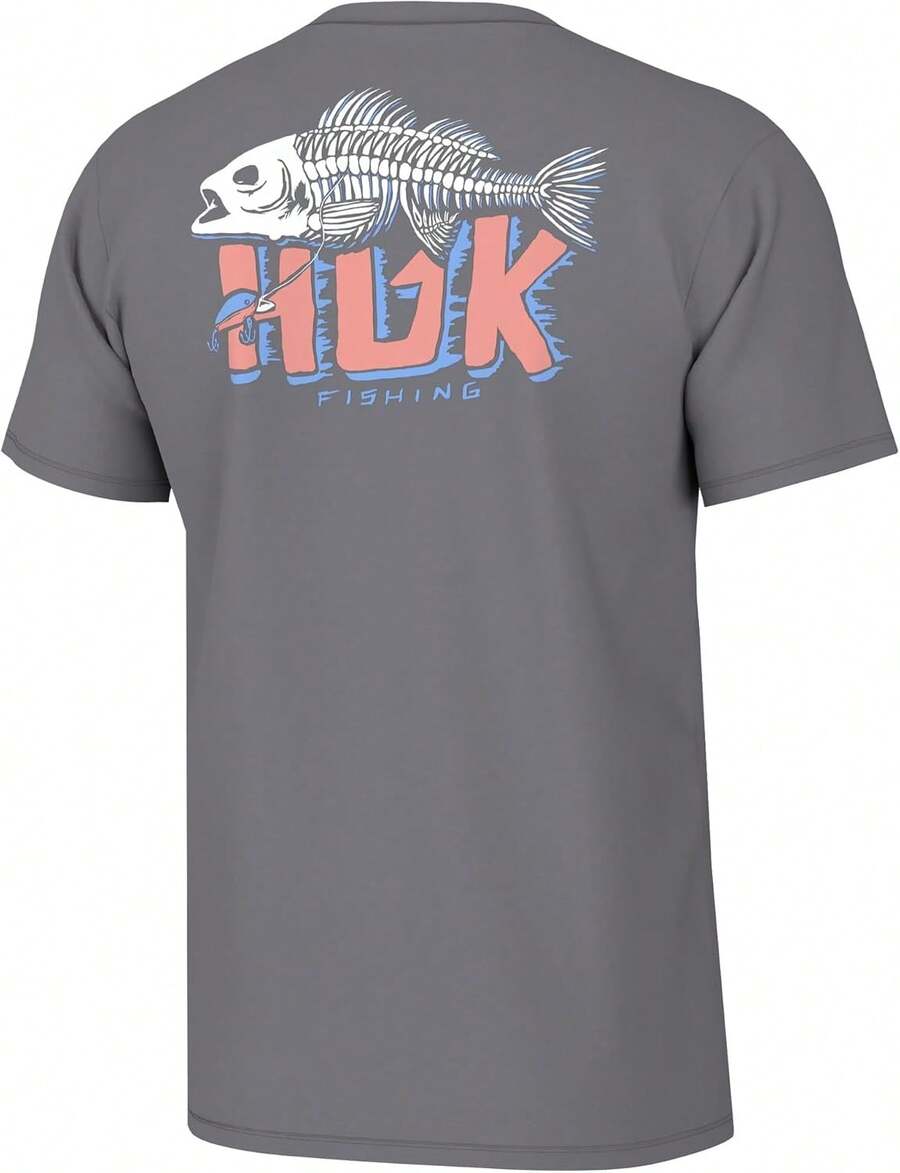 HUK Mens Fishing Graphic Tee, Performance Short Sleeve, Quick-Dry - Grey - View 1