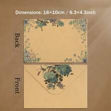 20/50/100pcs Floral Kraft Envelopes, Self-Seal Invitation Envelopes For Wedding Invitations, Greeting Cards, Handmade Cards, Party Favors - A - View 21