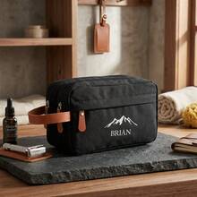 Personalized Canvas Toiletry Bag, Groomsman Gift, Travel Accessory, Letter Embroidered Makeup Bag - Multicolor - View 3