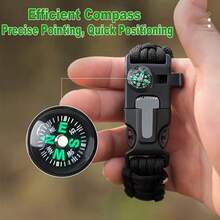 Pulsera trenzada de paracord para exteriores, pulsera de supervivencia multifuncional 5 en 1 con brújula de paracord - Multicolor - Ver 5