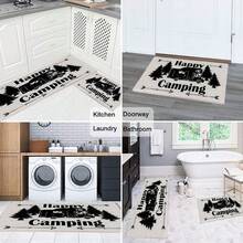 1pc Camping Simple Pattern Print Faux Cashmere Surface TPR Bottom Door Mat, Bathroom Mat, Kitchen Mat, Laundry Room Mat, Holiday Atmosphere Decoration, Home Decor, Party Decoration, Wedding Decoration, Dining & Kitchen Decoration - Multicolor - View 9