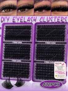432/480 pièces Cils Faux Courbure D 3 Styles Mélangés Cils Segmentés DIY avec Outils pour Débutants, Kit d'Extensions de Cils Segmentés Épais et Moelleux, Ensemble de Cils Faux au Look Naturel, Effet Yeux 3D/5D Maquillage, Convient pour le Quotidien, le Mariage, la Photographie. - Multicolore - Voir 18