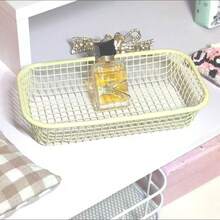 This Stylish And Multifunctional Iron Desktop Storage Basket Comes In Four Colors That Can Be Freely Mixed And Matched. With Its Thickened Hollow Mesh, It's A Versatile Desktop Organizer Suitable For Various Holidays And Parties. - Peach Pink + Creamy Yellow - View 11