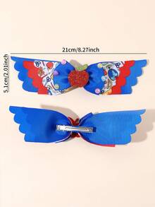 1pc Back To School Hair Bow For Girls Cute Pencil Apple Bow Hair Clip Blue Red Grosgrain Ribbon Hair Barrette Tees Hair Accessories - Blue - View 7