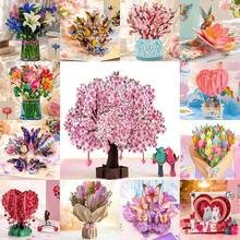 3D Pop Up Flower Greeting Cards Wedding Card Anniversary Thanksgiving Valentine's Day Birthday Gift Handmade Thank You Cards - mariposas margarita - Ver 2