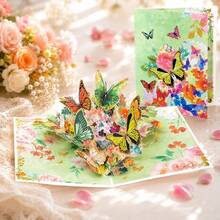 3D Pop Up Flower Greeting Cards Wedding Card Anniversary Thanksgiving Valentine's Day Birthday Gift Handmade Thank You Cards - mariposas margarita - Ver 7