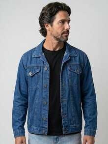 Men's Denim Jacket With Pockets And Buttons - Lisa oscura - Ver 5