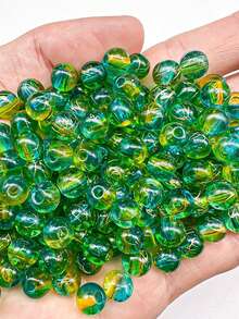 50 piezas de cuentas de 8 mm transparentes con línea dorada cepillada de doble color, accesorios sueltos para hacer joyas DIY, llaveros y cadenas de teléfono - Cuentas de hilo de oro cepillado - Ver 3
