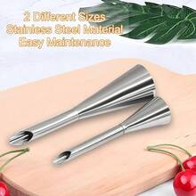 6Pcs Icing Piping Nozzle Tips, 2 Sizes Stainless Steel Long Puff Nozzle Decor Pastry Piping Decorating Tools Cupcakes Filling Donuts Home Desserts - 6mm, 8mm - View 4