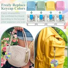 Multi-Style Macaron Multi-Key Mechanical Keyboard Stress Relief Toy Keychain Set, Multi-Color Crisp Key Press Sensory Fidget Toy, Transparent Mini Keyboard Switch Stress Relief Bag, Portable Anxiety Relief Accessory For Teens / Adults / Gamers / Students, Suitable For Back To School, Office, Travel, Birthday & Christmas Holiday Gifts - Multicolor - View 5