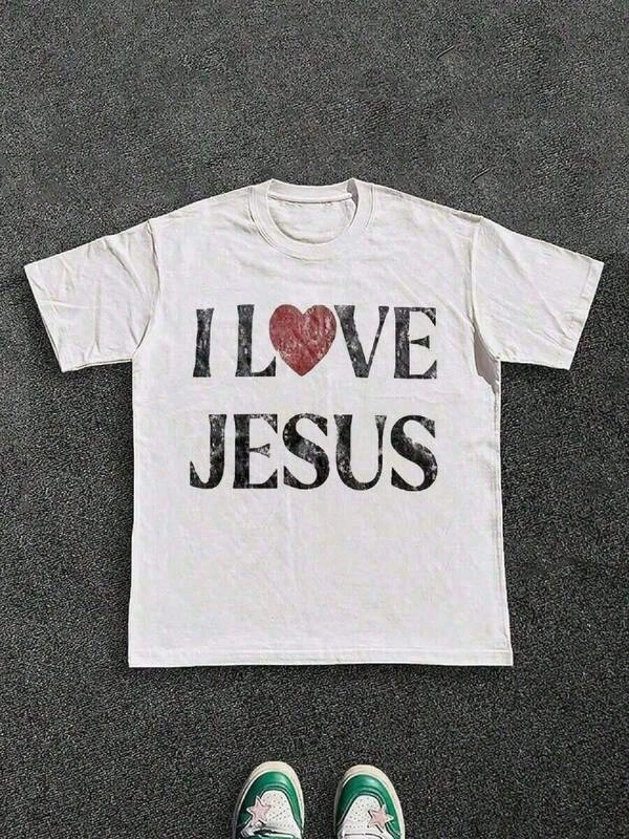 Amo a Jesús, Símbolo de Corazón con Diseño de Texto, Camiseta Blanca, Colgante de Acrílico, Adorno para Casa y Auto, Regalo de Navidad para Cristianos - Blanco - Ver 1