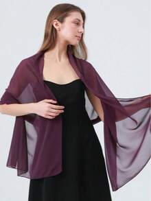 Chiffon Shawl Scarf Wrap, Suitable For Bride Wedding Party Evening Gown And Special Occasion Dress - Grape Purple - View 3