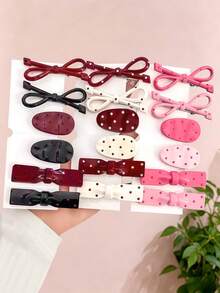 4/8/16pcs/Set Macaron Color Bow Hair Clips Combination, Sweet Cute Bangs Clips, Random Style - Suitable For Girls And Women, Soft Adorable Styling + Macaron Healing Color Palette, Like Adding A "Cute Filter" To Your Hair, Easily Achieve Sweet Girl Look For Daily School, Shopping, Dating And Other Occasions - Multicolor - View 14
