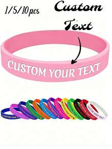 1/5/10pcs Customized Laser Engraved Silicone Wristbands Personalized Rubber Bracelets For Weddings Events Sports And Charity - Multicolor - View 4